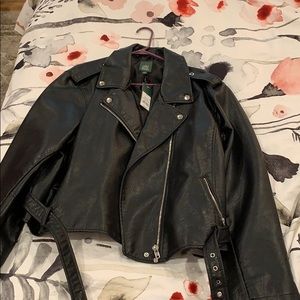 Faux leather moto jacket